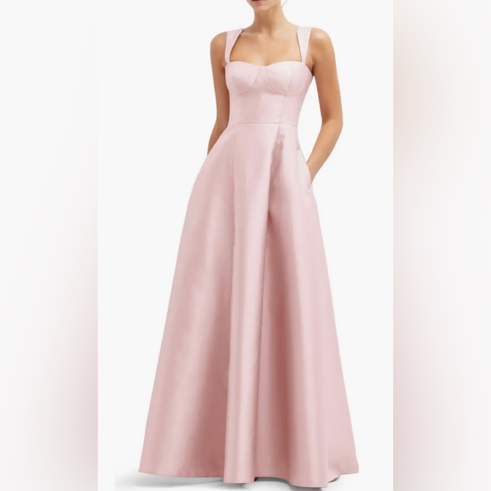 Alfred Sung - bustier tie back gown, ballet pink, size 4